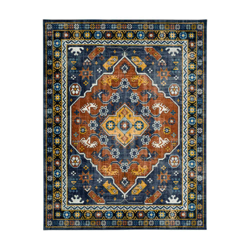 Mozambique Navy in Navy 2'6"x10' Area Rugs