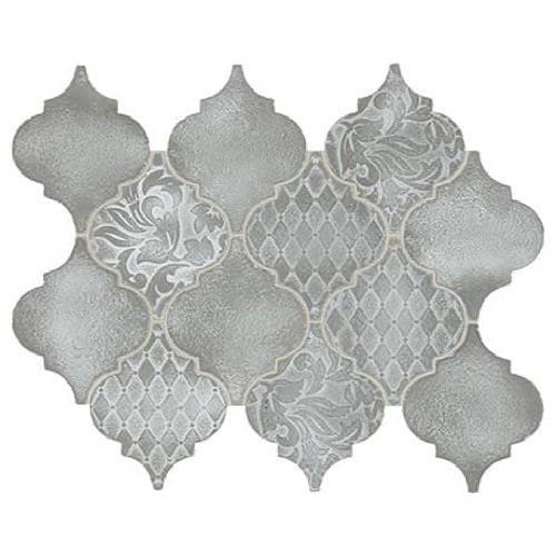 Vintage Metals in Whitewash Titanium - Arabesque Mosaic Metal Tile